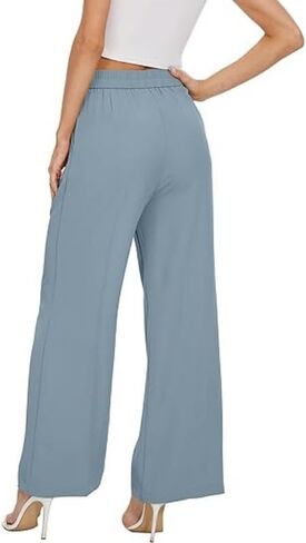 Women's Wide-Leg Pants with Pleats on The Front and Pockets, Stylish Long Pants for Office wear, Casual Pants in Saudi Arabia