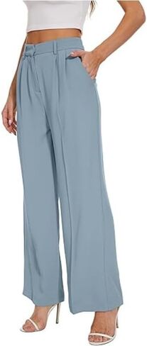 Women's Wide-Leg Pants with Pleats on The Front and Pockets, Stylish Long Pants for Office wear, Casual Pants in Saudi Arabia