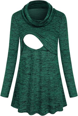 Joymom Maternity Warm Cowl Neck Nursing Sweatshirt Breastfeeding Tunic Tops in Saudi Arabia