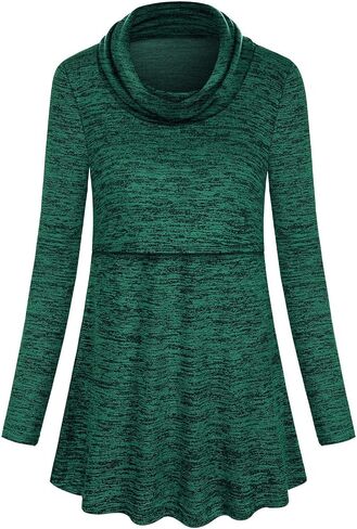 Joymom Maternity Warm Cowl Neck Nursing Sweatshirt Breastfeeding Tunic Tops in Saudi Arabia
