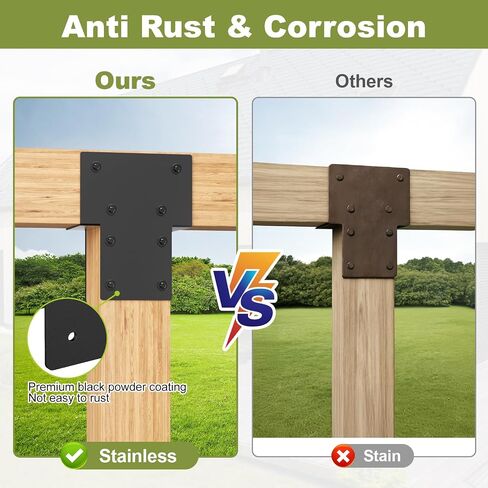 6x6 Post Caps Tie Brackets (Actual 5.5"x5.5") -4 Pack Heavy Duty Galvanized Steels Pergola Connector Brackets for Wood Posts, Gazebo & Deck Beams (Black) in Kuwait