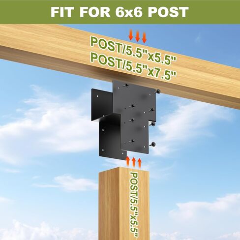 6x6 Post Caps Tie Brackets (Actual 5.5"x5.5") -4 Pack Heavy Duty Galvanized Steels Pergola Connector Brackets for Wood Posts, Gazebo & Deck Beams (Black) in Kuwait