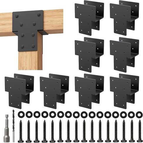 6x6 Post Caps Tie Brackets (Actual 5.5"x5.5") -4 Pack Heavy Duty Galvanized Steels Pergola Connector Brackets for Wood Posts, Gazebo & Deck Beams (Black) in Kuwait