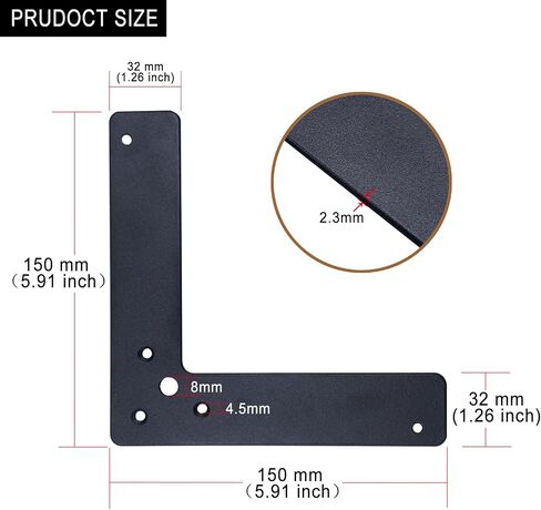 10pcs Black L Flat Shape Braces Corner Bracket, 150x150 mm Decorative Corner Brackets Mending Plate, Cold Rolled Steel 90 Dgree Angle Bracket for Wood Furniture Fixing in Saudi Arabia