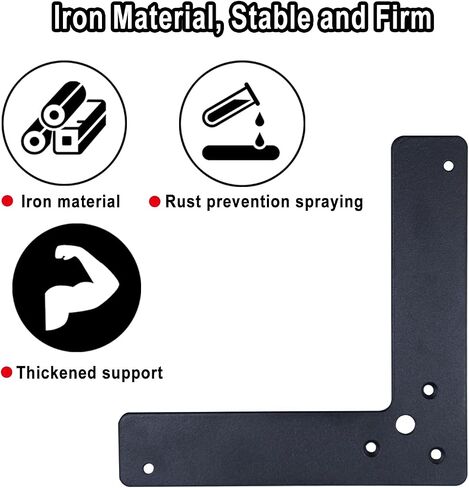 10pcs Black L Flat Shape Braces Corner Bracket, 150x150 mm Decorative Corner Brackets Mending Plate, Cold Rolled Steel 90 Dgree Angle Bracket for Wood Furniture Fixing in Saudi Arabia