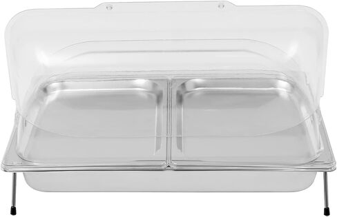 Ice Food Serving Display Tray with Clear Lid, Buffet Cold Serving Cooler Platter for Seafood Fruit Party Buffet Tray, Stainless Steel, PC (Double Tray) in Saudi Arabia