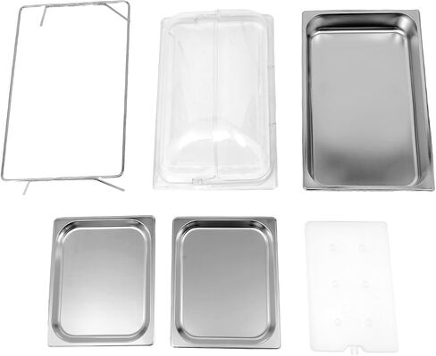 Ice Food Serving Display Tray with Clear Lid, Buffet Cold Serving Cooler Platter for Seafood Fruit Party Buffet Tray, Stainless Steel, PC (Double Tray) in Saudi Arabia
