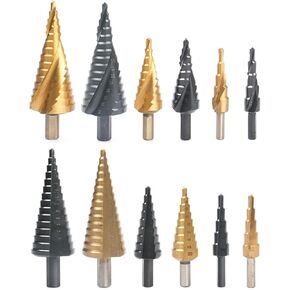 3pcs مجموعة HSS Step Step Drill Bit Kits 4-32mm حفرة مغلفة من الصلب المصنوع من الصلب المعدني (2Golden-XC-Black-ZC) in Saudi Arabia