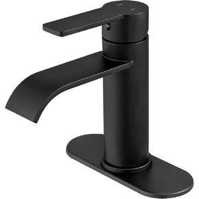 VOTON Brushed Nickel Bathroom Faucets, Single Handle Bathroom Sink Faucet Modern Waterfall Bathroom Faucet 1 or 3 Holes with Deck Plate, Rv Camper Farmhouse Utility Remodel Mixer Tap Washbasin Faucet in Kuwait