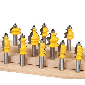 10pcs 12mm 12.7mm Shank Architectural Molding Router Bits Set Casing Base CNC Line Woodworking Cutters Face Mill(12.7mm shaft) in Kuwait