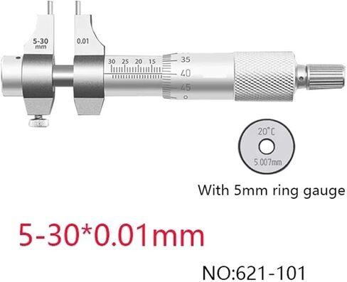 الفولاذ المقاوم للصدأ من نقطتين من النقطتين ميكرومتر ميكرومتر القياس الداخلي 5-30/25-50-75-100MM0.01N حاكم القطر الداخلي (الفضة) in Kuwait