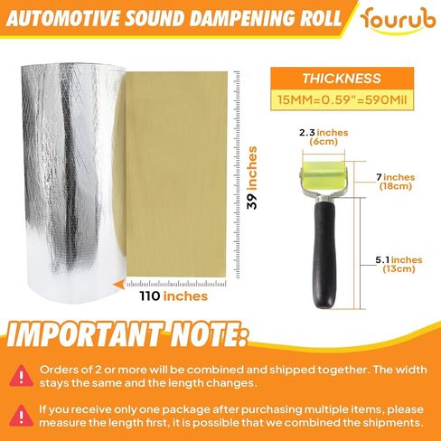 590Mil Car Heat Sound Deadening Mat,38.8 Sqft Heat Shield Foam with Aluminum Self Adhesive with Roller Soundproof Insulation Roll(140" L x 39" W) in Saudi Arabia
