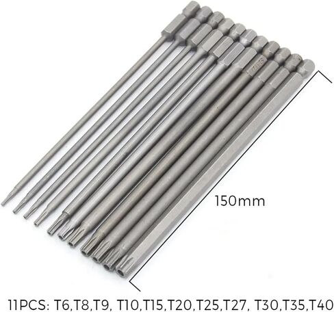 Tamper Proof Security Drill Magnetic Bit Set Screwdriver Flat Head 1/4 Inch Hex Bits Driver 11Pcs(11Pcs 150mm) in Saudi Arabia