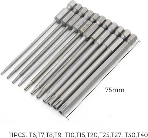 Tamper Proof Security Drill Magnetic Bit Set Screwdriver Flat Head 1/4 Inch Hex Bits Driver 11Pcs(11Pcs 150mm) in Saudi Arabia