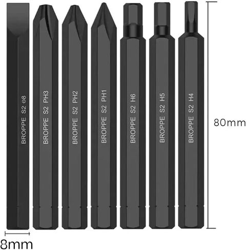8mm Shank Impact Screwdriver Bit Set 36/80mm Strong Magnetic Hex Phillips Slotted Head S2 Alloy Steel 1Pcs(80mm Hex) in Saudi Arabia