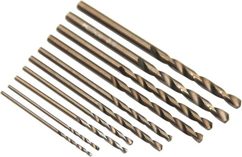 M35 Cobalt Contain Roasted Twist Drill 1-3mm High Speed Steel Full Grinding Hole Opening Tool Set 10Pcs(M35 Gold) in Saudi Arabia