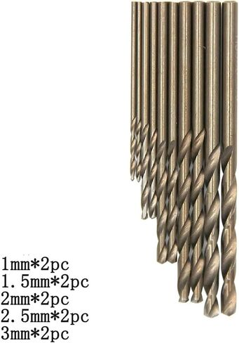 M35 Cobalt Contain Roasted Twist Drill 1-3mm High Speed Steel Full Grinding Hole Opening Tool Set 10Pcs(M35 Gold) in Saudi Arabia