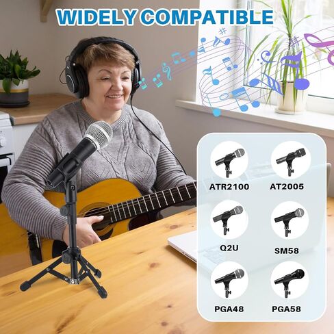 4 Set Desktop Mic Stand Portable Foldable Adjustable Tabletop Microphone Stand Microphone Tripod with Mic Clip, Storage Bag and 5/8" Male to 3/8" Female Screw(Stylish,10.63''-15.35'') in Saudi Arabia
