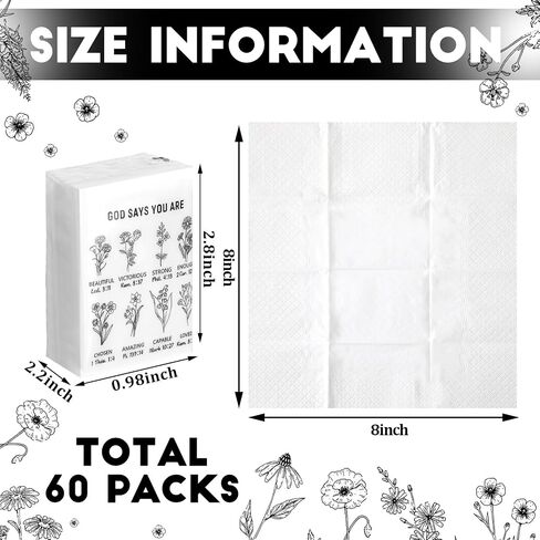 yinder 60 pack christian facial size size facial مع محفظة آية الكتاب المقدس ، والسفر ، والجيب ، وحجم السفر 3 حزم الأنسجة الفردية لحفل التخرج من الزفاف (الآية الكتابية) in Saudi Arabia