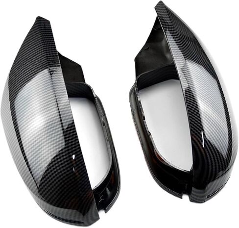 نمط الكربون السيارة الخلفية View Door Side Wing Side Cover Case Case متوافقة مع A6 S6 RS6 C7 C7.5 2012-2018 (أسود مشرق) in Kuwait