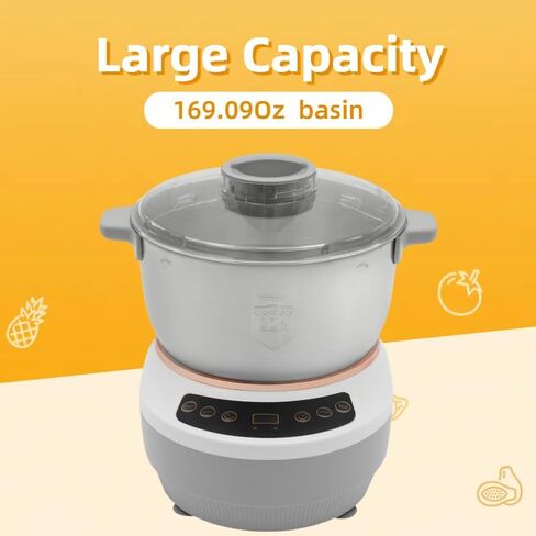 صانع العجين الكهربائي مع وظيفة الخلاط الخلاط 5L/4.5QT ، آلة عجن الدقيق الفولاذ المقاوم للصدأ أوتوماتيكي مع موقت الحواسيب الدقيقة ، خلاط عجين تقسيم الطاولة لخبز البيتزا in Kuwait