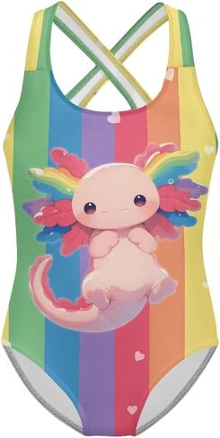 Girls One Piece Swimsuits Teens Sleeveless Back Cross Strap Bathing Suit Kids Quick Dry Cute Beach Swimwear(5-14) in Saudi Arabia