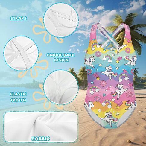 Girls One Piece Swimsuits Teens Sleeveless Back Cross Strap Bathing Suit Kids Quick Dry Cute Beach Swimwear(5-14) in Saudi Arabia