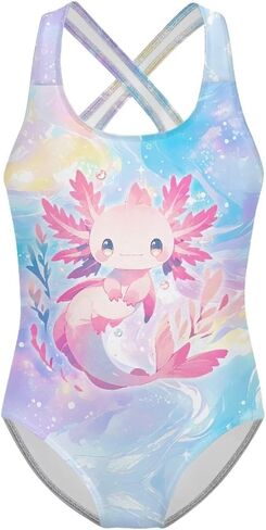 Girls One Piece Swimsuits Teens Sleeveless Back Cross Strap Bathing Suit Kids Quick Dry Cute Beach Swimwear(5-14) in Saudi Arabia