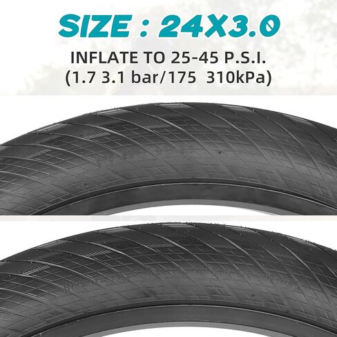 ZUKKA Bike Tire 20/24 x 3.0 Fat Bike Tire 1/2 Pack Replacement Tire Folding Mountain Bike Tire High-Density Bike Tires for Snow Beach BMX MTB Electric Bike in Saudi Arabia