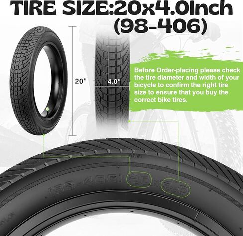 WEEROCK 20 Inch E Bike Tires 20X4.0 Fat Bicycle Tire Foldable Replacement Bicycle Tyre for 20" Snow Bike Tricycle Electric Bike, Black in Saudi Arabia