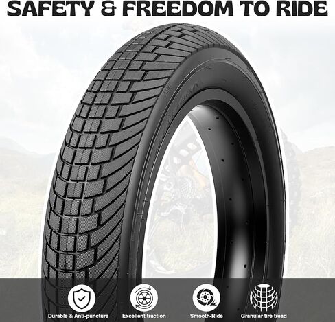 WEEROCK 20 Inch E Bike Tires 20X4.0 Fat Bicycle Tire Foldable Replacement Bicycle Tyre for 20" Snow Bike Tricycle Electric Bike, Black in Saudi Arabia