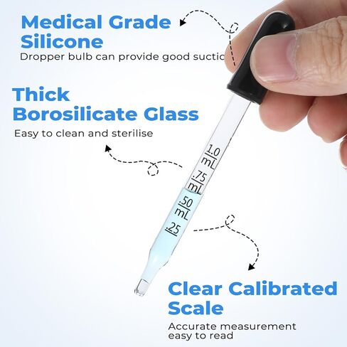 Bremorou 10 Pcs Eye Dropper Glass Pipette Dropper Ear And Eye Bent & Straight Tips Accurate Dose Pipette Measurement Tool Upgrade Super Suction Pipettes For Essential Oils, Feeding, Ear, Lab, H in Saudi Arabia