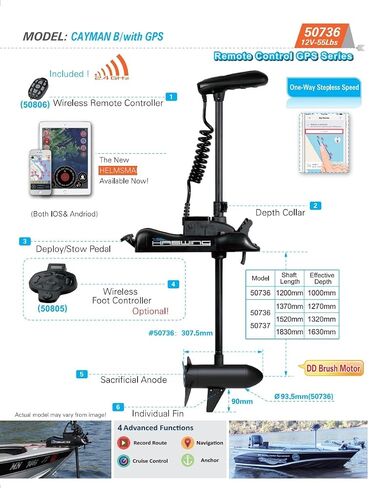 HASWING Electric Trolling Motor – 12V 48" 55lbs Cayman GPS Shaft Bow Mount Portable Fishing Boat Saltwater Freshwater with Wireless Remote and Quick Release Bracket 50736-120B-Q in Saudi Arabia