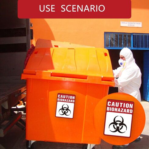 ملصقات Biohazard علامة ， ملصقات مخاطر Biohazard Drable المتينة ذاتية الاستخدام ، ملصقات نفايات سامة لمستشفيات المختبرات والاستخدام الصناعي رمز Biohazard العالمي 5.1 "× 3.9" in Saudi Arabia