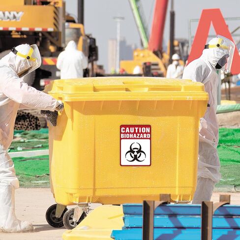 ملصقات Biohazard علامة ， ملصقات مخاطر Biohazard Drable المتينة ذاتية الاستخدام ، ملصقات نفايات سامة لمستشفيات المختبرات والاستخدام الصناعي رمز Biohazard العالمي 5.1 "× 3.9" in Saudi Arabia