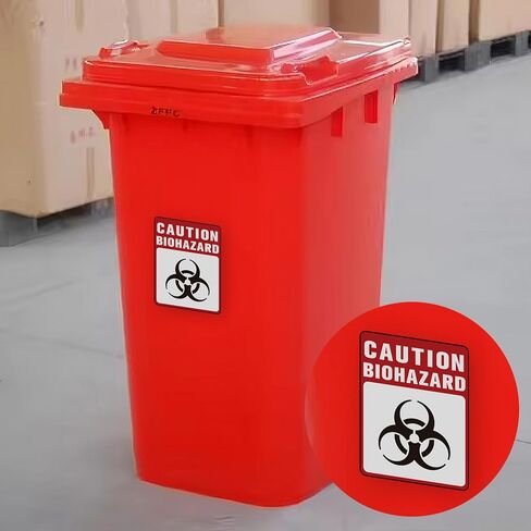 ملصقات Biohazard علامة ， ملصقات مخاطر Biohazard Drable المتينة ذاتية الاستخدام ، ملصقات نفايات سامة لمستشفيات المختبرات والاستخدام الصناعي رمز Biohazard العالمي 5.1 "× 3.9" in Saudi Arabia
