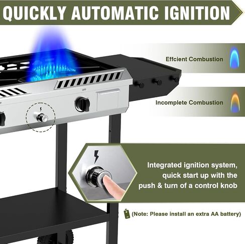 2 Burner Propane Stove Outdoor Camping Gas Stoves 150,000 BTU Auto Ignition with Regulator and Side Shelves Perfect for Patio Home Cooking and Frying in Kuwait