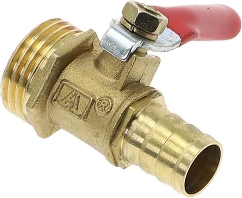 Brass Barbed ball valve 4-12 Hose Barb 1/8'' 1/2'' 1/4'' Male Thread Connector Joint Copper Pipe Fitting Coupler Adapter(1/2 inch,12mm Hose Barb) in Saudi Arabia