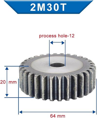 Steel Motor Drive Gear 1pcs Cylindrical Gear 2M30T/31T/32T/33T Process Hole Low Carbon Steel High-Frequency Teeth Flat Gear Teeth Height 20mm Bore 12mm(31 Teeth) in Saudi Arabia