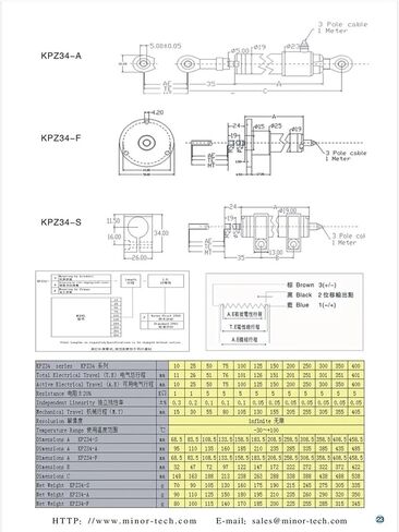 KPZ34-F Miniature High-Precision Linear Displacement Sensor PZ34 Circular Pull Rod Type Electronic Ruler Resistance Ruler(275mm) in Saudi Arabia