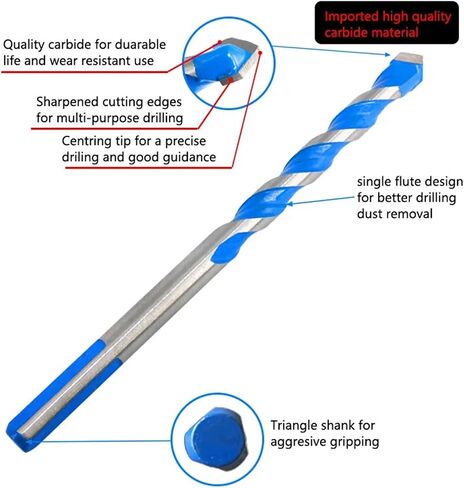 Multi-Functional Glass Drill Bit Triangle Bits Ceramic Tile Concrete Brick Metal Stainless Steel Wood(1 pcs 10mm) in Saudi Arabia