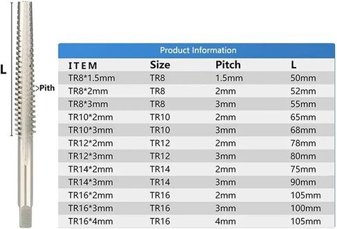 HSS Left Hand Tap & Die Set TR8 TR10 TR12 TR14 TR16 Thread Screw Tap Machine Plug Tap Thread Tools 1Pcs(TR14x3) in Saudi Arabia