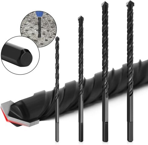 6 8 10 12mm Black Lengthen Multi-Functional Glass Drill Bit Triangle Bits Ceramic Tile Concrete Brick Metal Stainless Steel Wood 1Pcs(3 pcs Set) in Saudi Arabia