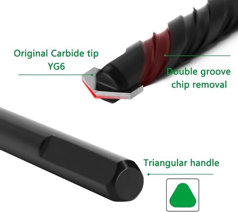 6 8 10 12mm Black Lengthen Multi-Functional Glass Drill Bit Triangle Bits Ceramic Tile Concrete Brick Metal Stainless Steel Wood 1Pcs(3 pcs Set) in Saudi Arabia