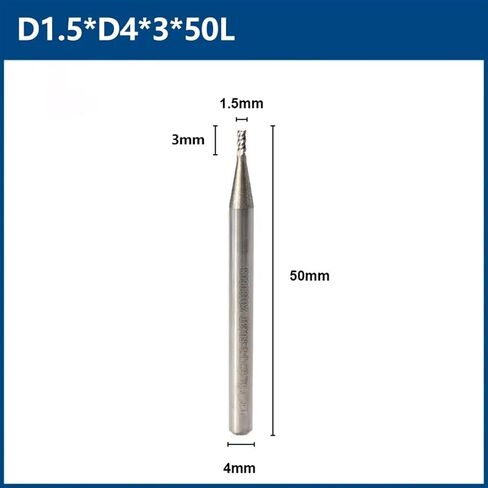 1-12mm Carbide HRC 50 3 Flute Spiral for Metal Milling Tools CNC Machine Router Bit(1.5XD4X3X50L) in Saudi Arabia