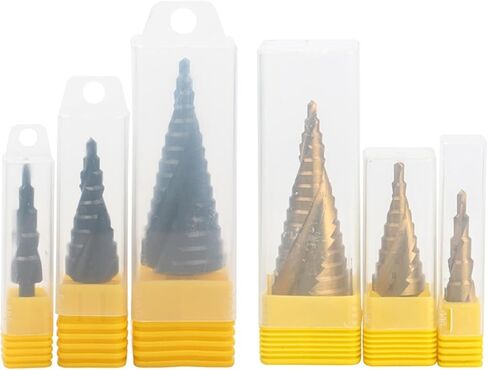 3Pcs Set HSS Step Drill Bit Kits 4-32mm Coated Hole Saw for Woodworking Metalworking Aluminum Steel(2Golden-XC-1Black-ZC) in Saudi Arabia