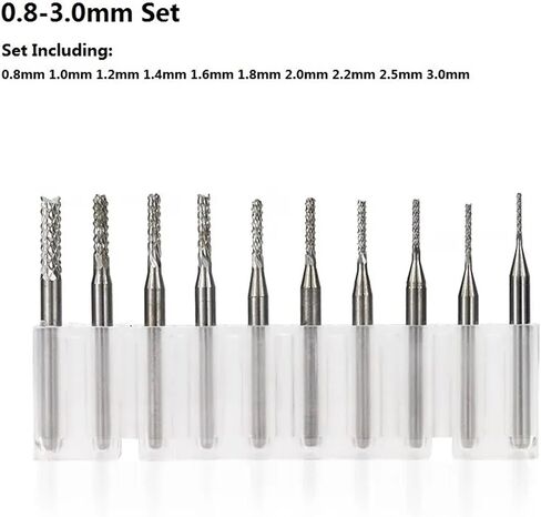 10Pcs 0.8-3.175mm Carbide Set 3.175mm Shank Bits Tools(10pcs 1.3-3.175mm) in Saudi Arabia