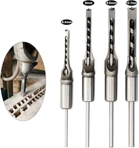 4PCS HSS Twist Drill Bits Square Auger Square Hole Woodworking Drill Tools Kit Set Extended Saw in Saudi Arabia