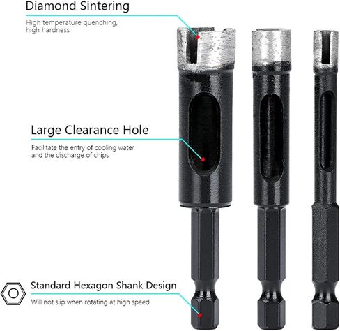 Dry Cut Drilling Core Bit Hex Shank 6-16mm Ceramic Tile Hole Saw Granite Marble Drill Bits Glass Hole Drilling Tool 1Pcs(8mm) in Saudi Arabia