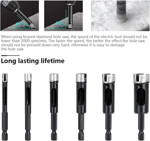 Dry Cut Drilling Core Bit Hex Shank 6-16mm Ceramic Tile Hole Saw Granite Marble Drill Bits Glass Hole Drilling Tool 1Pcs(8mm) in Saudi Arabia